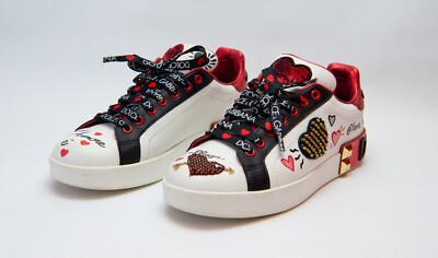(HP) Women's Dolce & Gabbana Amore Embellished Sneakers CK 1544 Size 8 EUR 39
