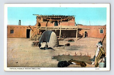 Postcard Native American Indian Pueblo Dwelling New Mexico 1920s Posted