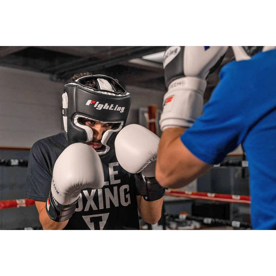 Casco de boxeo de entrenamiento facial completo en gel Fighting Sports S2 - negro/blanco Foto 4 de 4