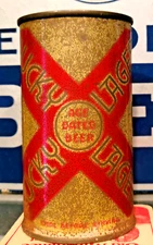 SLEEPER 1949 IRTP LUCKY LAGER FLAT TOP BEER CAN AZUSA /SAN FRANCISCO CALIFORNIA