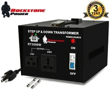 ROCKSTONE POWER 3000W Step Up/Down Voltage Converter Transformer 110V/220V