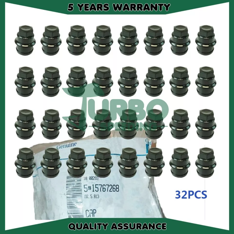 Set of 32 Wheel Lug Nut Cap Black Plastic for Chevrolet Cadillac Truck — 第 3/4 张图片