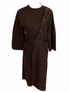 black long sleeve wrap midi dress