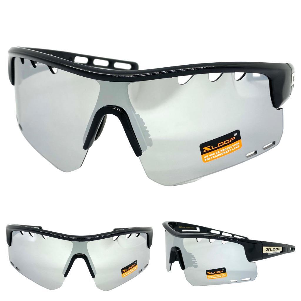 Oversized WRAP AROUND Cycling Shield SUN GLASSES Large Black Frame