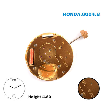 Ronda 6004.B Swiss Movement -White Date Disk at 12-Small Sec.-H:4.80mm-2 Hands.