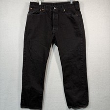 Levis 501 Jeans Mens 36x27 Black Straight Leg Button Fly Denim Pants Dark Wash