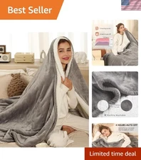 Versatile Heated Sherpa Blanket - Instant Warmth & Overheat Protection, 50 x 60