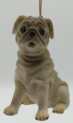 Pug Sitting Dog Figurine Resin Christmas Ornament 3'' Puppy Figure