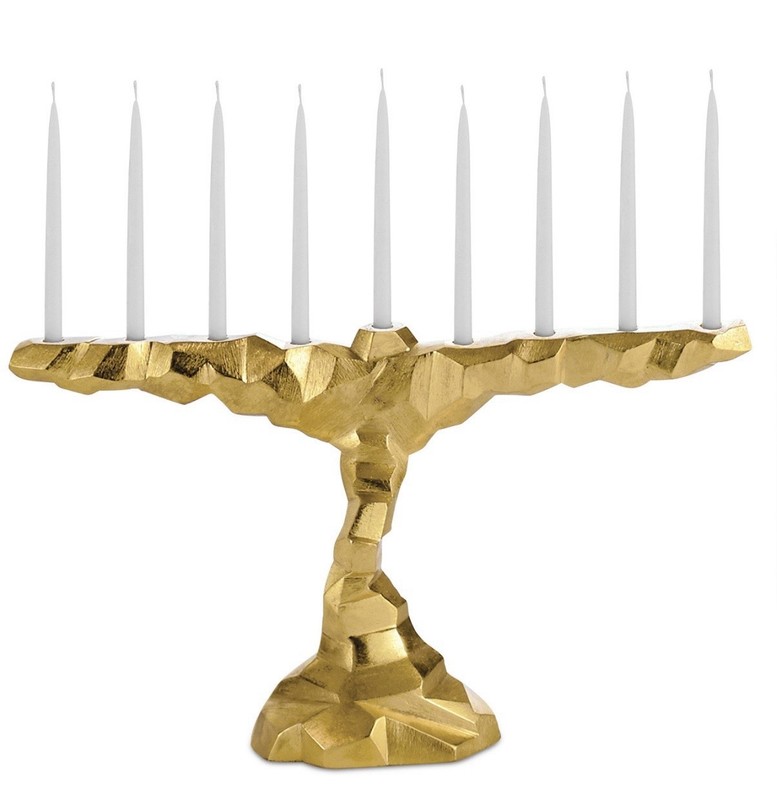 Michael Aram ~ Gold Menorah from Rock Collection  Judaica Hanukkah