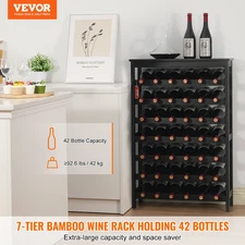 42 Bottle Modular Wine Rack, and Cellar (Black)