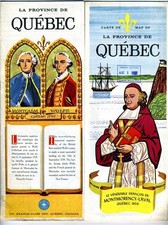 1959 La Province de Quebec Canada Map French & English 