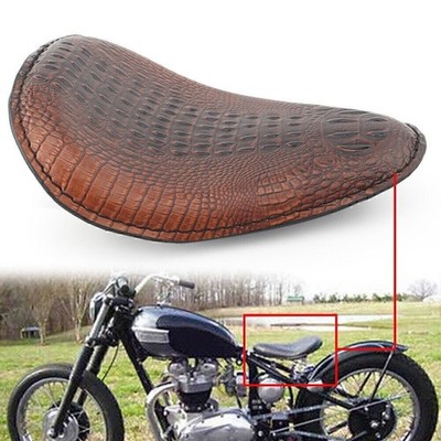 Alligator Motorrad Leder Solo Fahrersitz Brown für Harley Bobber Chopper