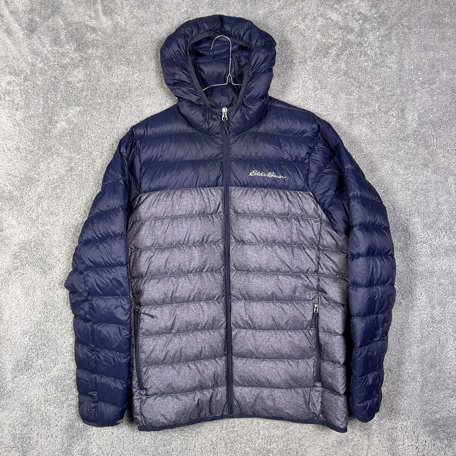 Eddie Bauer CirrusLite Jacket Mens M eb650 Down Quilted Puffer Hooded Full Zip