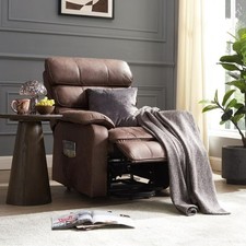 Electric Recliner Chair Lift And Tilt Riser Armchair Brown Air Leather Pocket