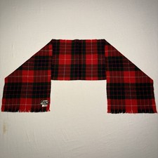 Vintage Lochcarron Of Scotland Fraser Red Plaid Scarf 100 Wool Woven 52  x 11  