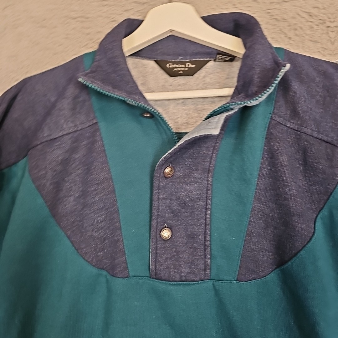 Vintage Christian Dior Monsieur 1/4 Button Zip Sweatshirt