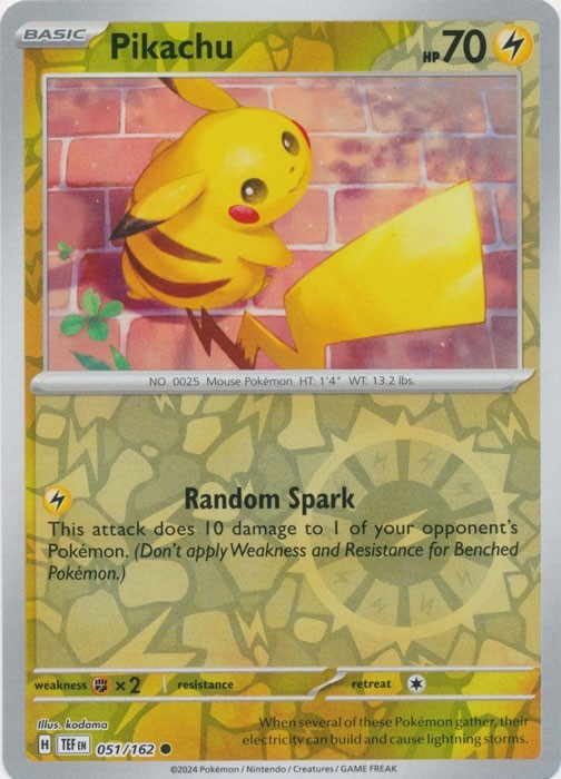 Pikachu 051/162 Reverse Holo TEF Temporal Forces Pokemon Card NM