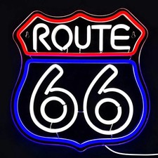 Route 66 Leuchtreklamen LED Leuchtschilder Schlafzimmer Wände dekoriert mit blauen Neonspielen