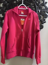 Nike The Athletic Dept Pink Fleece 1/4 Zip Sweatshirt Pockets Women s L