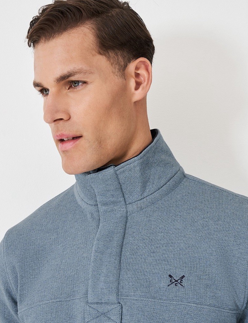 Crew Clothing Mens Padstow Cotton Pique Sweatshirt Size M Rugby Blue RRP £69 image 4