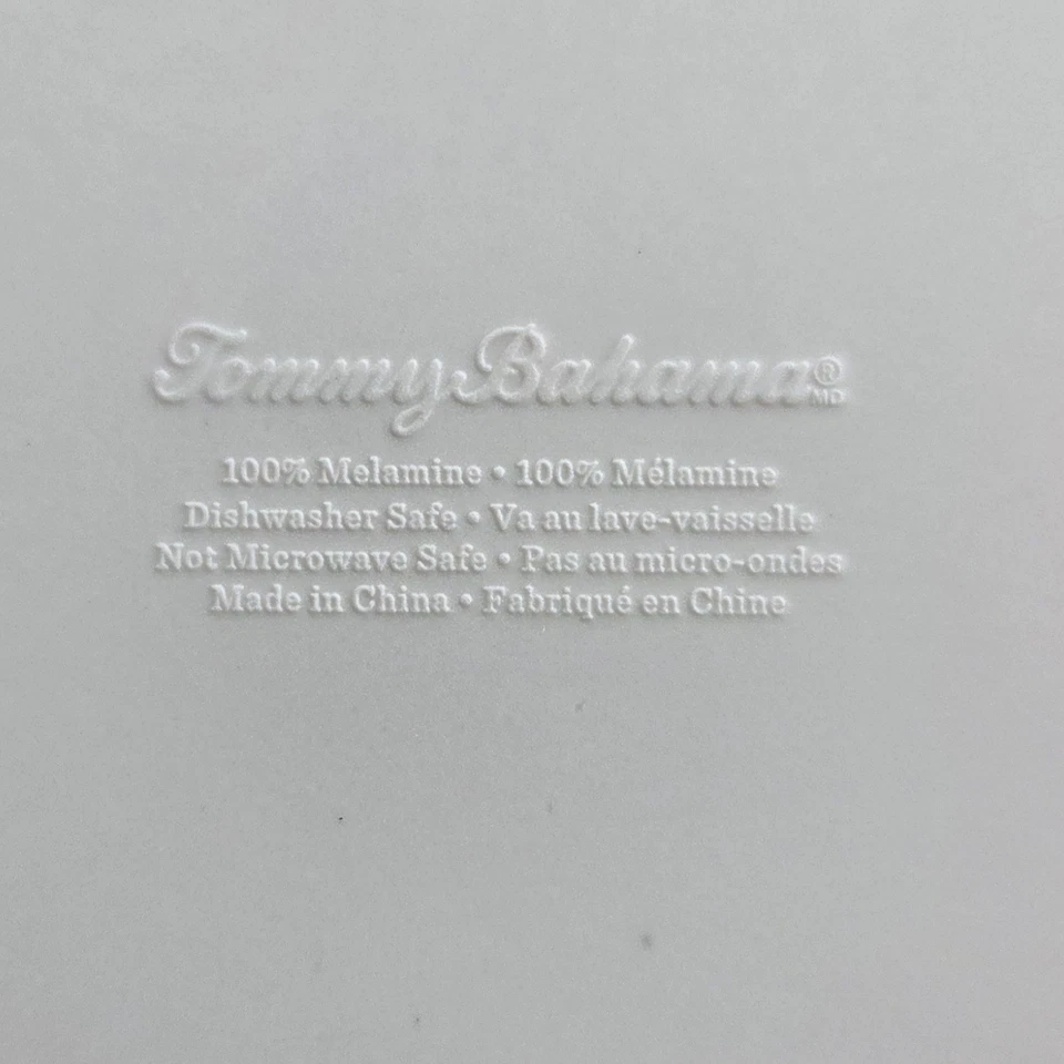 Juego de 6 platos de cena y 7 cuencos de melamina Tommy Bahama ensalada de cereales de imitación de madera clara Foto 2 de 4