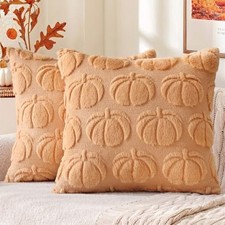 Fall Decorative Throw Pillow Covers 18x18 Set of 18" x 18" Pack of 2 Pumpkin