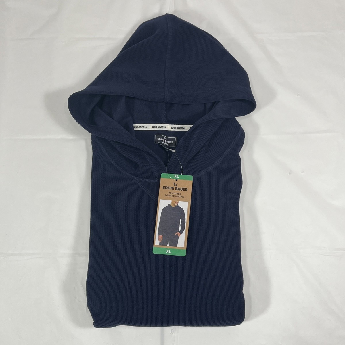Eddie Bauer Textured Lounge Hoodie, Blue, Men's XL, NEW - waffle