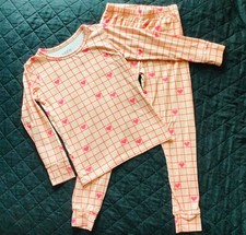 Girls Sz 6/7 Pajama Set, Pink Hearts, Cozys