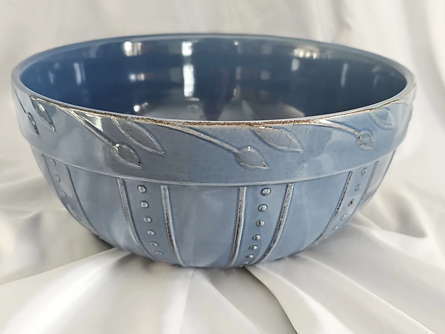 Rare 2001 Sorrento Signature Mediterranean Blue Mixing Bowl Large Stoneware Bowl