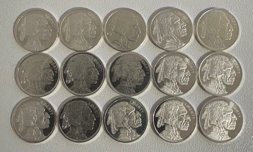 15x 1 Gram Buffalo/Indian Head .999 Silver Bullion Round Lot