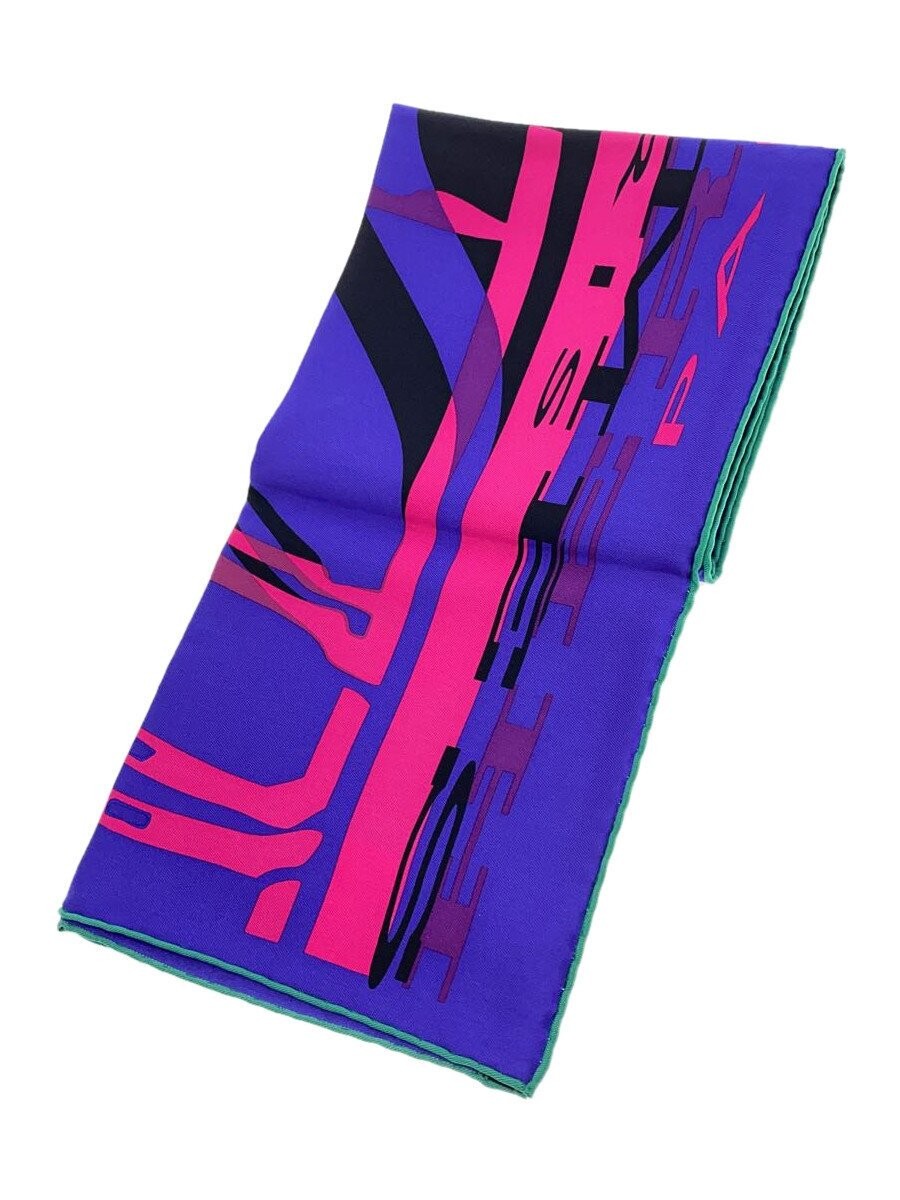 HERMES Kare 70 Silk Scarf in Purple with Total Pattern for Women