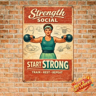 You Don't Stop Training When Old Gym Motivation 8x12 Vintage Metal Sign
