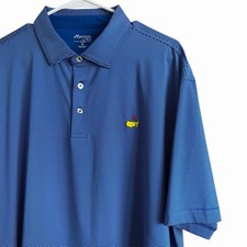 Masters Tech Polo Shirt Mens XL Blue Micro Stripe Augusta National Logo