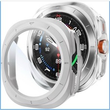 2 Pack Hard PC Case Samsung Galaxy Watch Ultra Cover 47mm White Silver Protector