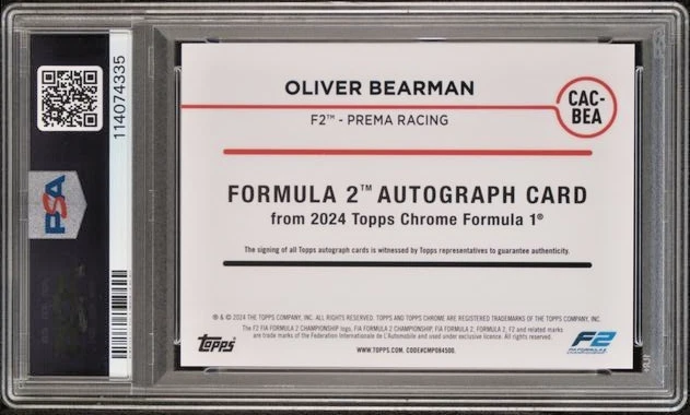 2024 Topps Chrome Formula 1 Oliver Bearman Auto Gold Refractor - Image 2 of 3