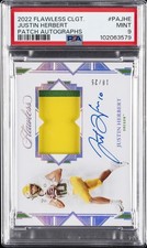 2022 PANINI FLAWLESS COLLEGE PATCH AUTOS #PAJHE JUSTIN HERBERT 18/25 PSA 9 AUTO
