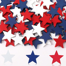 90Pcs 4Th of July Patriotic Decorations Red White and Blue Wooden Stars Ornament