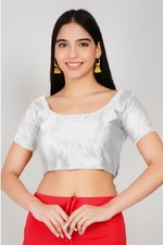 Women's Satin Saree Blouse Readymade Indian Designer Sticthed Crop Top Choli