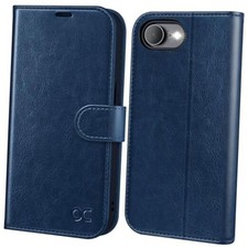 Compatible with iPhone 16e Wallet Case, PU Leather Flip Folio Case with Blue