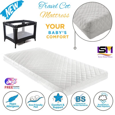 Travel Cot Crib Mattress Quilted Cover Breathable For Graco RedKite & MamaPapas