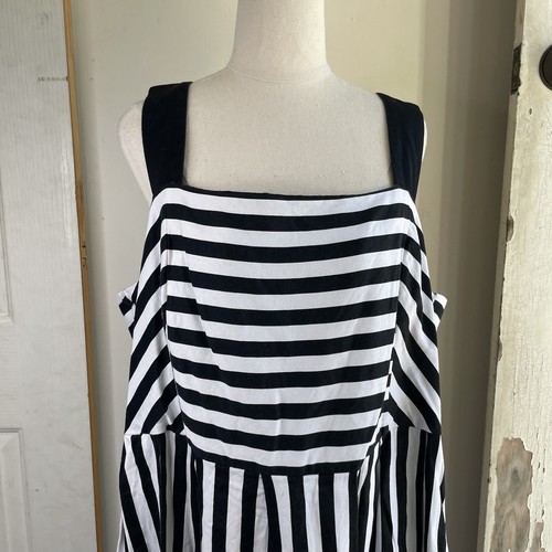 City Chic Dress Women Plus Sz XL Black White Stripe Sleeveless Maxi A-line - Picture 3 of 21