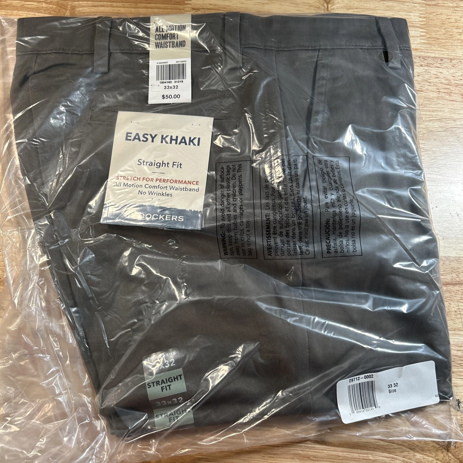 Dockers Men's Easy Khaki Straight Fit Pants Dark Pebble Brown 33x32 New