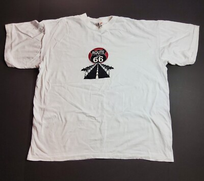 Vintage Big Bear Route 66 Men's White T-Shirt Size XL Single Stitch