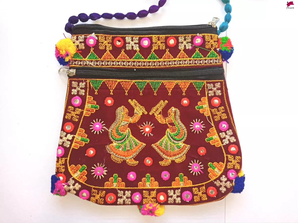 Rajasthani Traditional Mirror Work Art Hand Bag 113 in Jaipur, India from  Little India