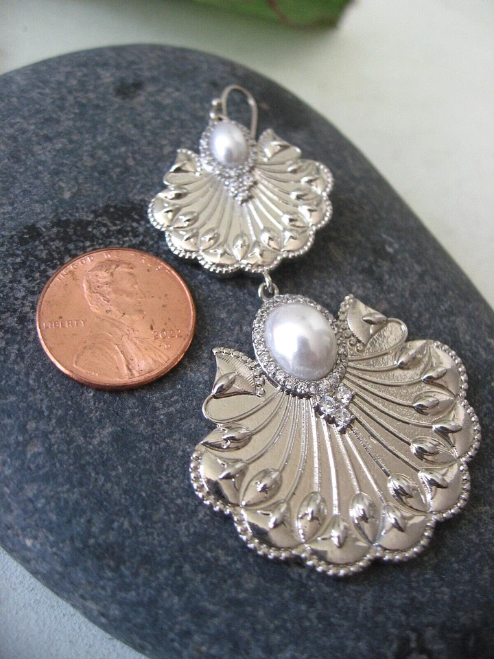 Pendientes Samantha Wills Plata Perla Cristal Océano Sueño Novia Sin Usar Nuevos con Etiquetas $159 Foto 3 de 4