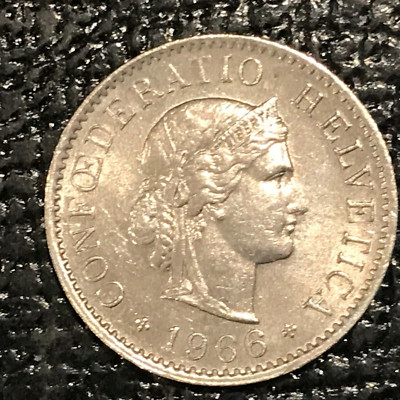HIGH GRADE UNC 1966 B SWITZERLAND 5 RAPPEN COIN-MAR123