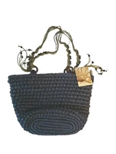 Sun 'N' Sand Natural Shoulder Bag Tote Purse 15" x 10" x 4" Beaded Handles 