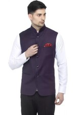 Mens mandarin neck Purple Wedding Casual Waistcoat Vest Customizaion Available 