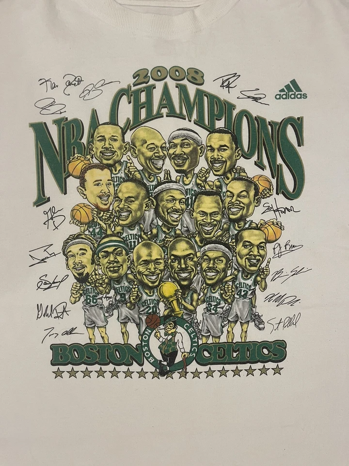 Camisa Y2K Boston Celtics Adidas Caricatura 2008 Campeones Hombres Talla 2XL Granate Pierce Foto 4 de 4