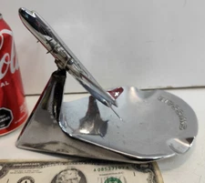 VINTAGE CHROME DC6 AIRPLANE ASHTRAY SWISSAIR ON MOVEABLE BASE BUHLER 6491 SWISS